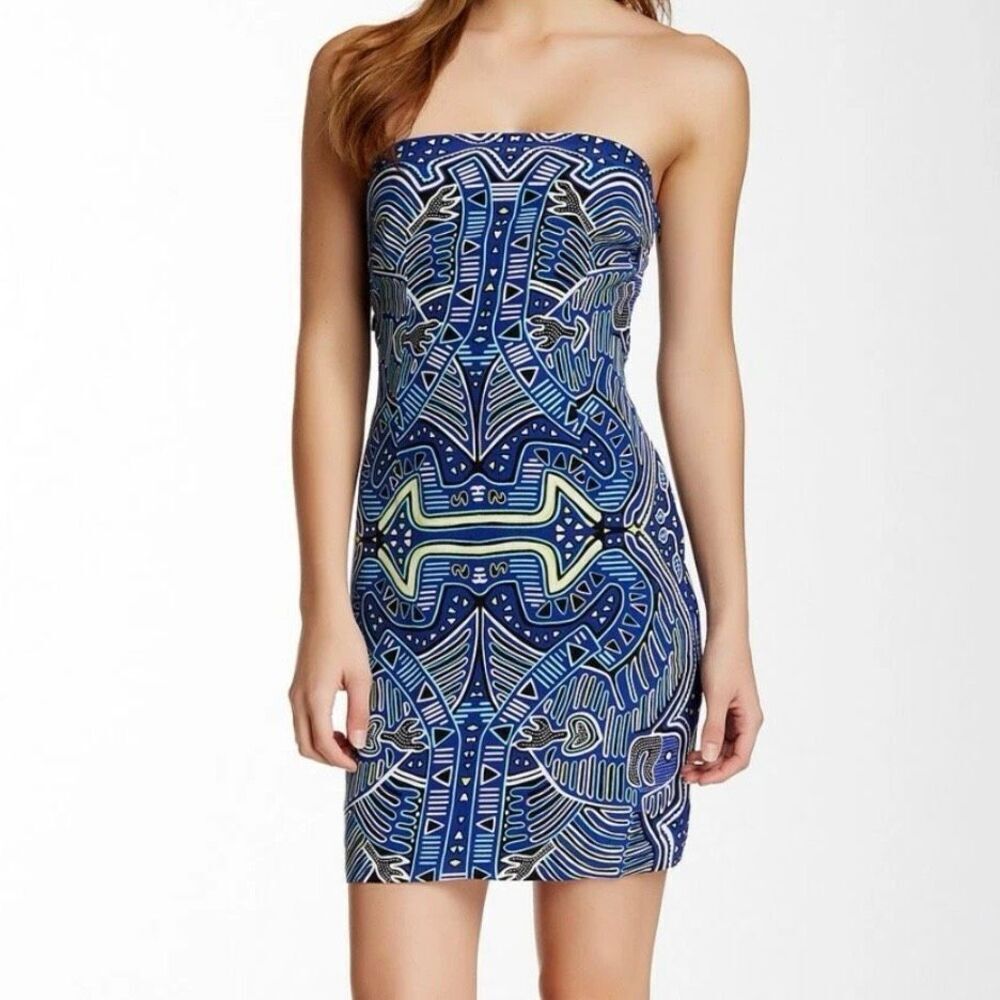 Mara Hoffman Mola Blue Strapless Cut Out Open Back Strapless Dress 4